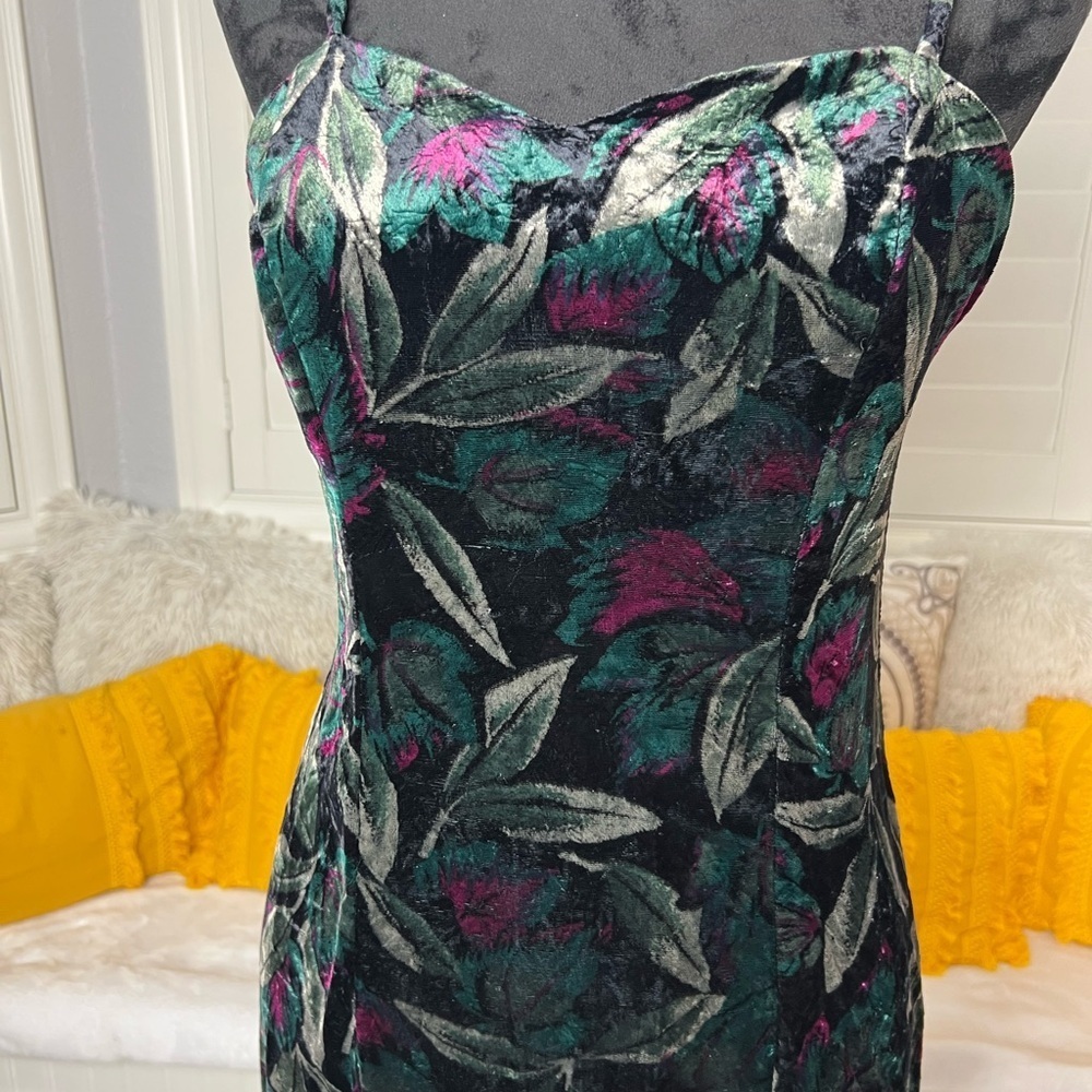 Vintage Betty & Sheila Burnout Velvet Floral Cocktail Dress 80s 90s Y2K Party - Picture 5 of 17
